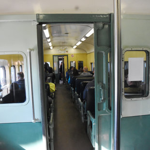 The interior of car C3426 the first car to cross the Harbour bridge in 1932