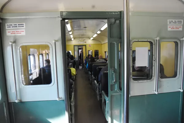 The interior of car C3426 the first car to cross the Harbour bridge in 1932
